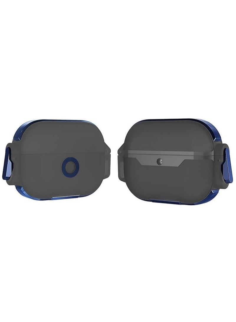 for AirPods 4 Case - Acrylic TPU Protective Cover with Lock Design and Rotating Stand - Shock and Scratch Resistant for AirPods 4th Gen (2024) ( black/Blue) - Image 1