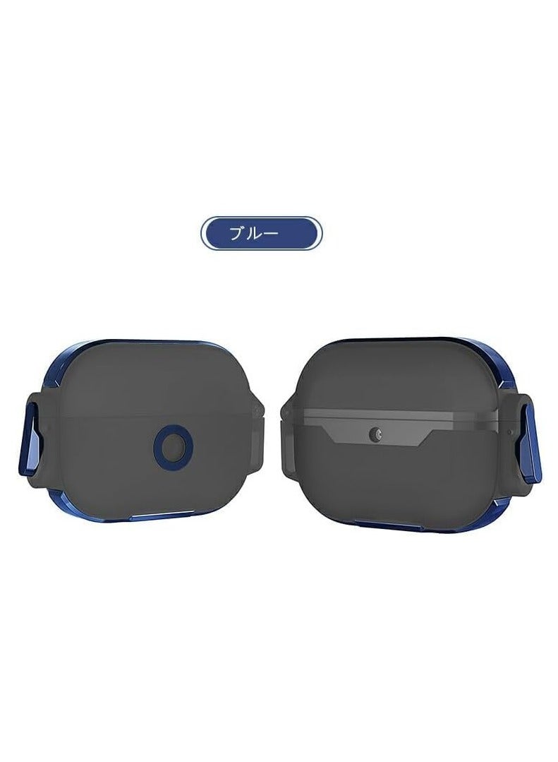 for AirPods 4 Case - Acrylic TPU Protective Cover with Lock Design and Rotating Stand - Shock and Scratch Resistant for AirPods 4th Gen (2024) ( black/Blue) - Image 2