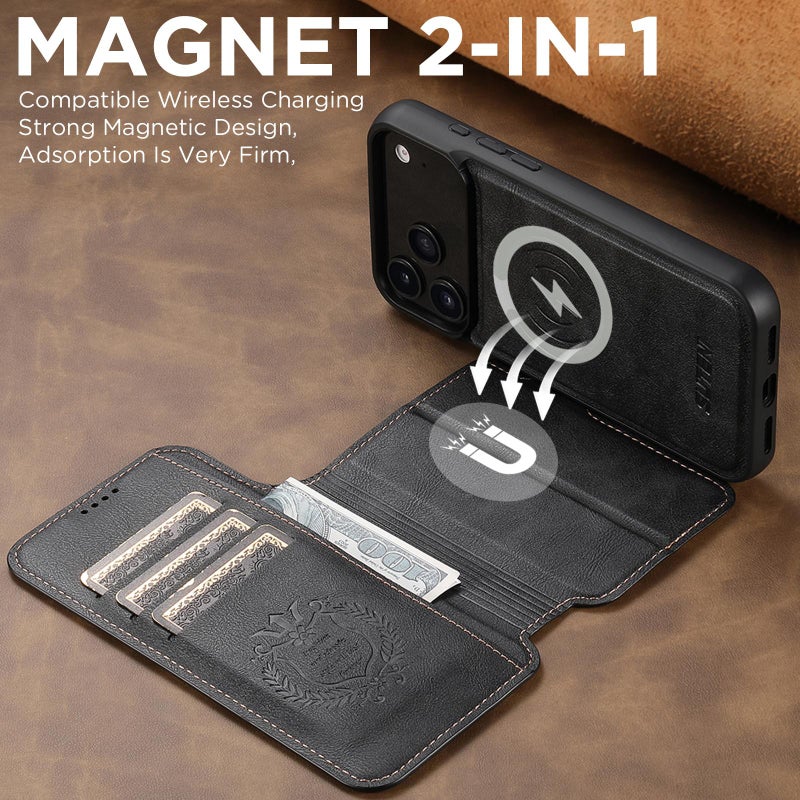 Suteni For Iphone 17 Pro Max Q05 2-In-1 Multi-Function Detachable Wallet Magsafe Phone Case(Black) - Image 3