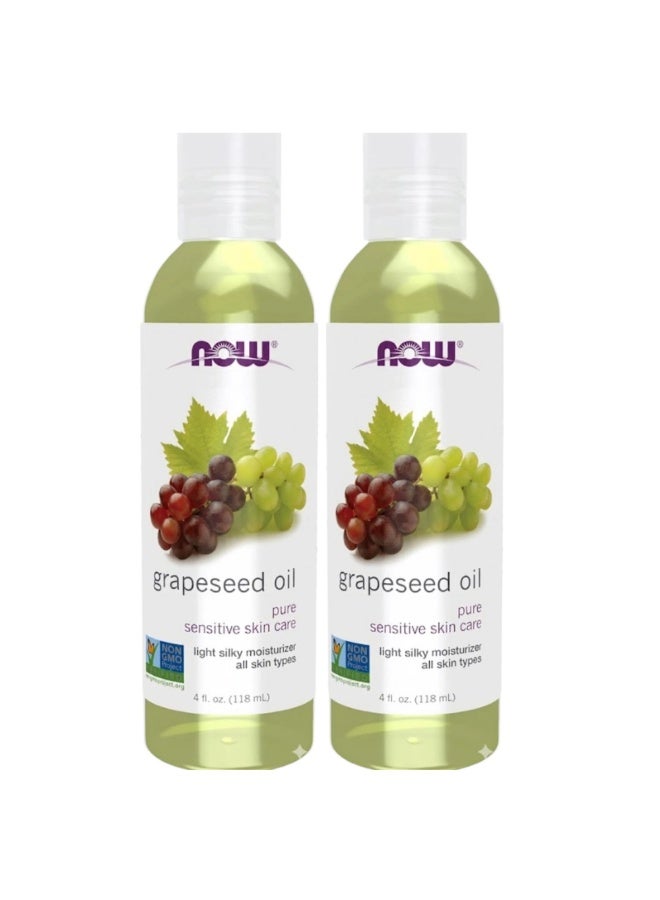 NOW Grape Seed Oil 118ml – Pure, natural oil for moisturizing skin and hair and nourishing the body(2 pieces) - Image 1
