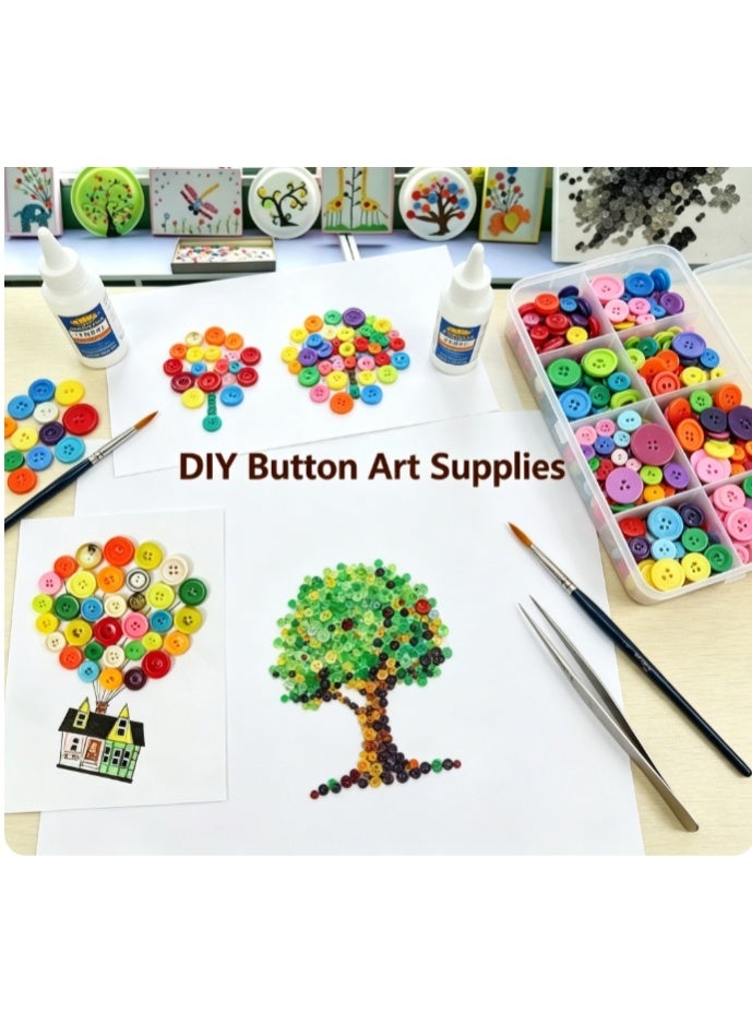 OASIS-TH 300g Mixed Color Round Resin Buttons, Bulk Sewing Buttons with DIY Button Art Material Pack for Clothes, Kids Handcraft, School Projects and Creative Decorations - Image 2