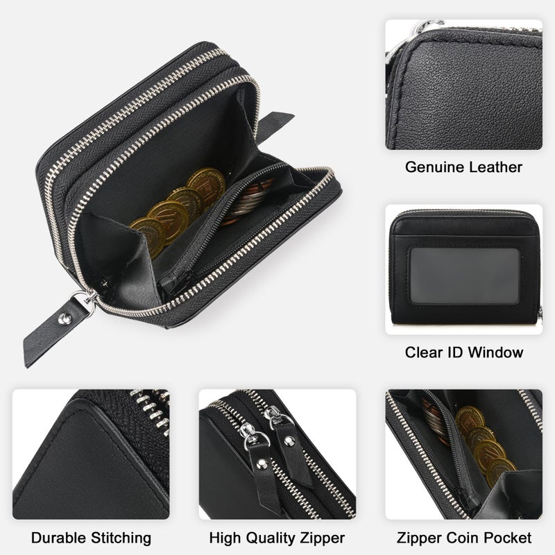 KM Legend Wallet for Women,Slim RFID Blocking Credit Card Holder with ID Window,Double Zipper Compact Purses for Women with Coin Pocket - Image 5