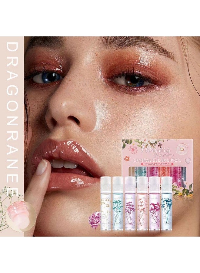 Petansy Flower Jelly Lip Oil Set 6 Packs Moisturizer Long Lasting Roll On Lip Gloss Set with Real Flowers Glossy Lip Make-up for Dry and Chapped Lips - Image 2