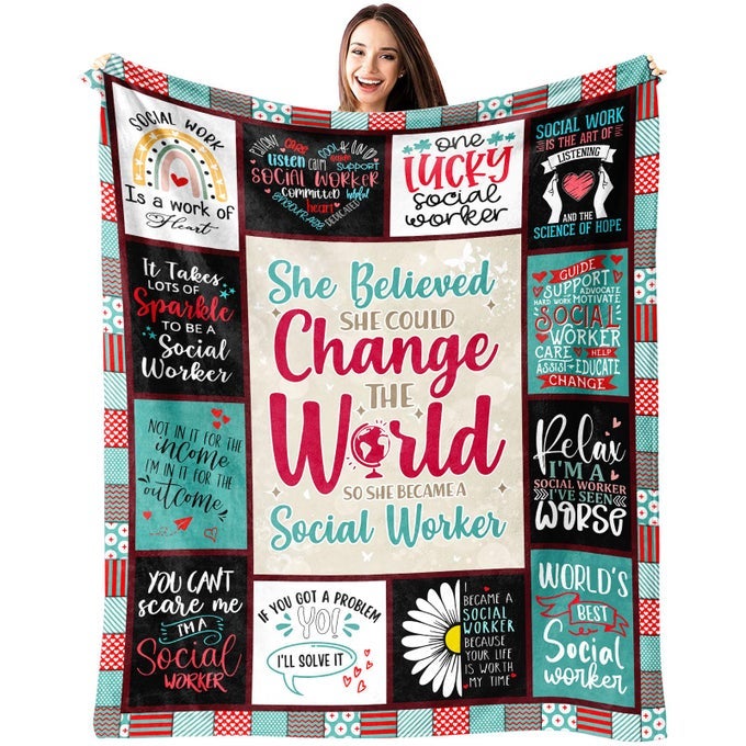 SOCIAL WORKER GIFTS FOR WOMEN SOCIAL WORKER APPRECIATION GIFTS GIFT FOR SCHOOL SOCIAL WORKERS SOCIAL WORK MONTH GIFT SOCIAL WORKERS OFFICE DECOR THROW BLANKET 60 X 50 INCH