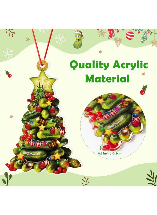 Haooryx Christmas Winter Pickle Ornaments - Christmas Pickle Ornament Gift Set Realistic Acrylic Pickle Cucumber Ornament Christmas Tree Decor Pickle Legend Story Card Gift Box Xmas Party Favor - Image 4