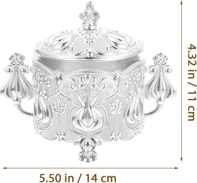 PATKAW Decorative Sugar Canister with Lid and Spoon, Embossed European Style Seasoning Jar, Kitchen Spice Container for Home Use, Silver Kitchen Seasoning Holder - Image 2