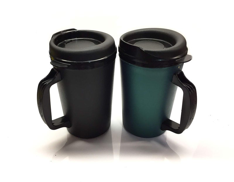 GAMA Electronics 20 oz ThermoServ Foam Insulated Coffee Mug BlackGreen Two Pack
