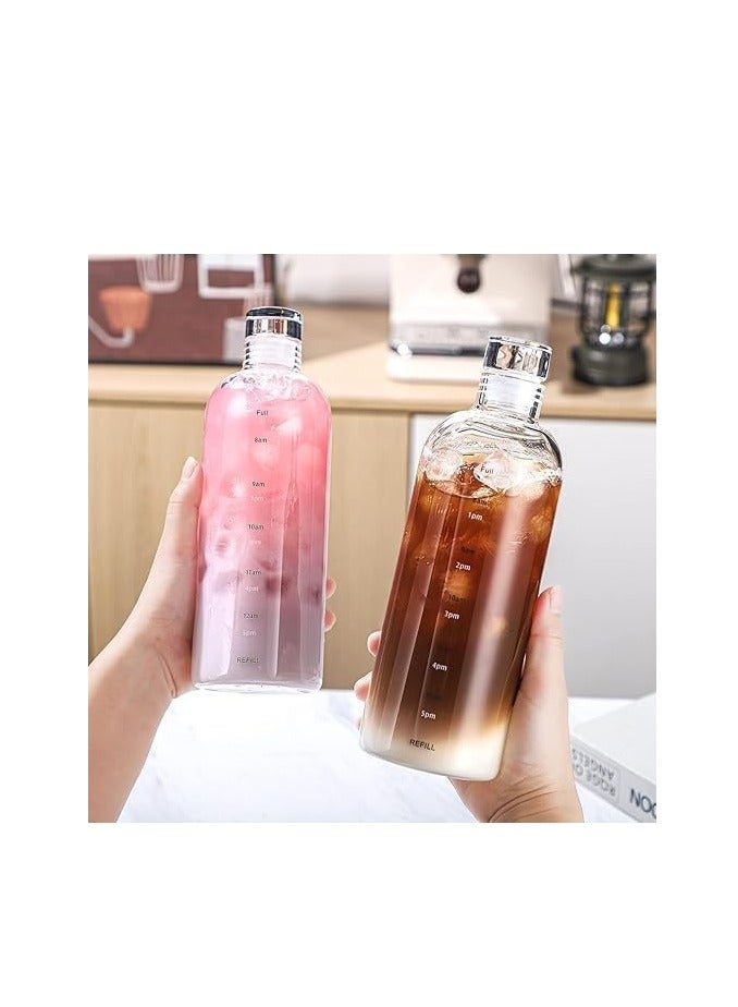 Transparent Leakproof Plastic Water Bottle with Time Markings Lightweight Reusable Sports Bottle Ideal for Gym Office and Outdoor Activities (750ml)  - Image 2