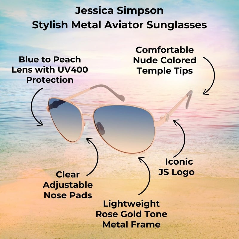 Jessica Simpson Women's J5596 Classic Metal Aviator Pilot Sunglasses with UV400 Protection - Glamorous Sunglasses for Women, 60mm - Image 5
