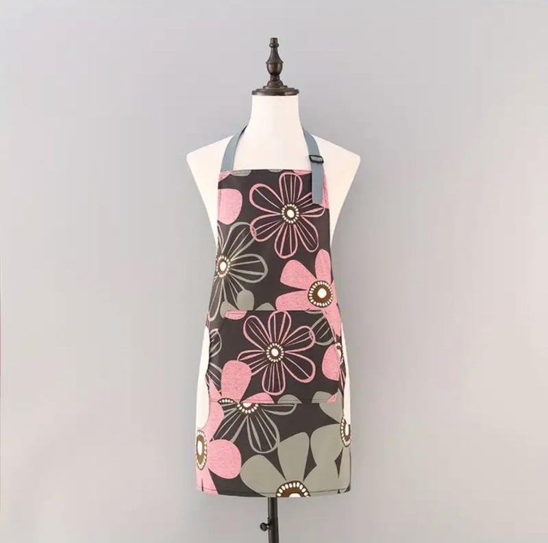 DARSHANAM WORLD Apron for Women with Pockets, Adjustable Waterproof Floral Chef Aprons for Kitchen, Gardening, Cooking, BBQ or Baking,Dusting, Home. (COFFEE) - Image 1