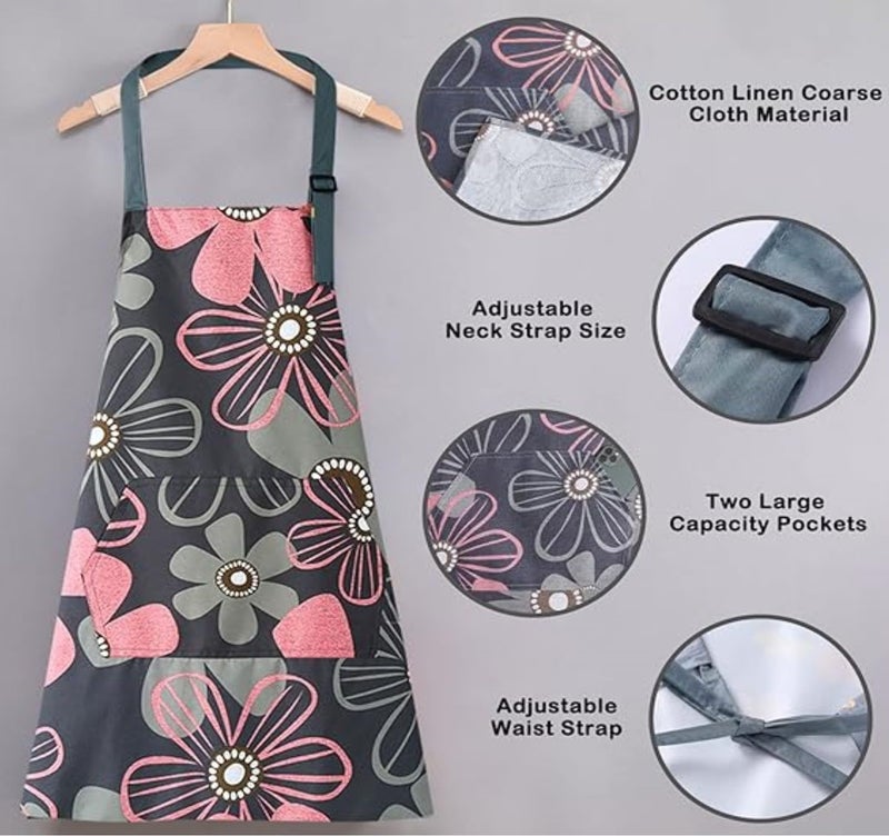 DARSHANAM WORLD Apron for Women with Pockets, Adjustable Waterproof Floral Chef Aprons for Kitchen, Gardening, Cooking, BBQ or Baking,Dusting, Home. (COFFEE) - Image 4