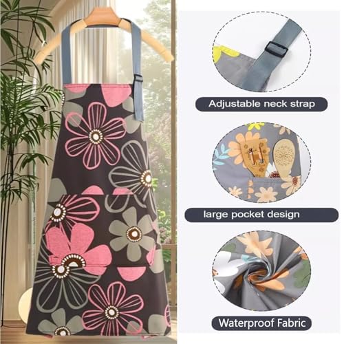 DARSHANAM WORLD Apron for Women with Pockets, Adjustable Waterproof Floral Chef Aprons for Kitchen, Gardening, Cooking, BBQ or Baking,Dusting, Home. (COFFEE) - Image 2