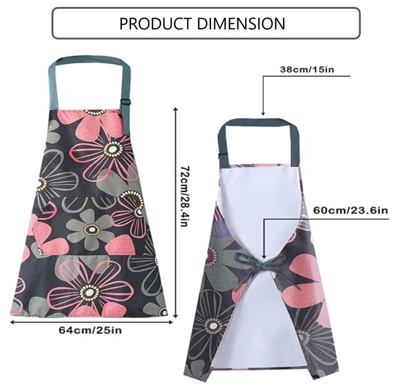 DARSHANAM WORLD Apron for Women with Pockets, Adjustable Waterproof Floral Chef Aprons for Kitchen, Gardening, Cooking, BBQ or Baking,Dusting, Home. (COFFEE) - Image 3