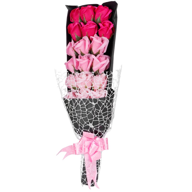 Artificial Soap Flowers Rose Bouquet Gift Box Simulation Rose Valentines Day Birthday Gift(18Pcs Gradient Purple Box ) - Image 5
