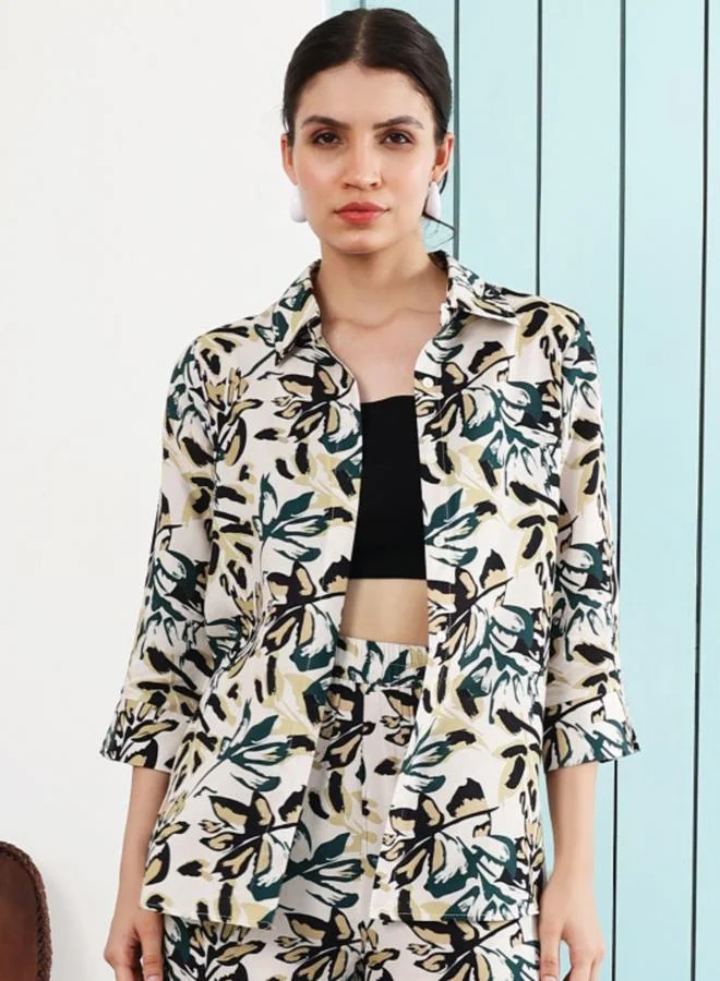 Athena Floral Print 3/4 Sleeves Shirt