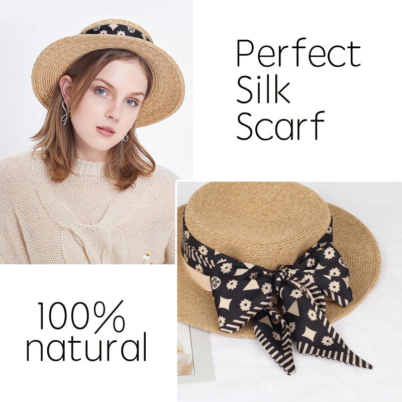 Aurolran 59" Mulberry Silk Like Head Scarf Women's Fashion Square Neck Satin Scarfs for Bag Hair Scarves Gift 59" * 5.9â€ - Image 5