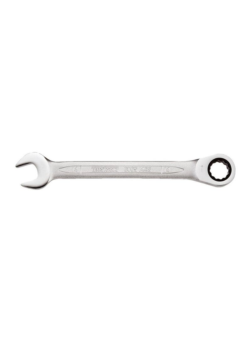 Ratcheting Combination Spanner 17mm, 72 Teeth Cr-V Steel Wrench, Reversible by Flip, 15° Offset, Satin Finish – 600517RS