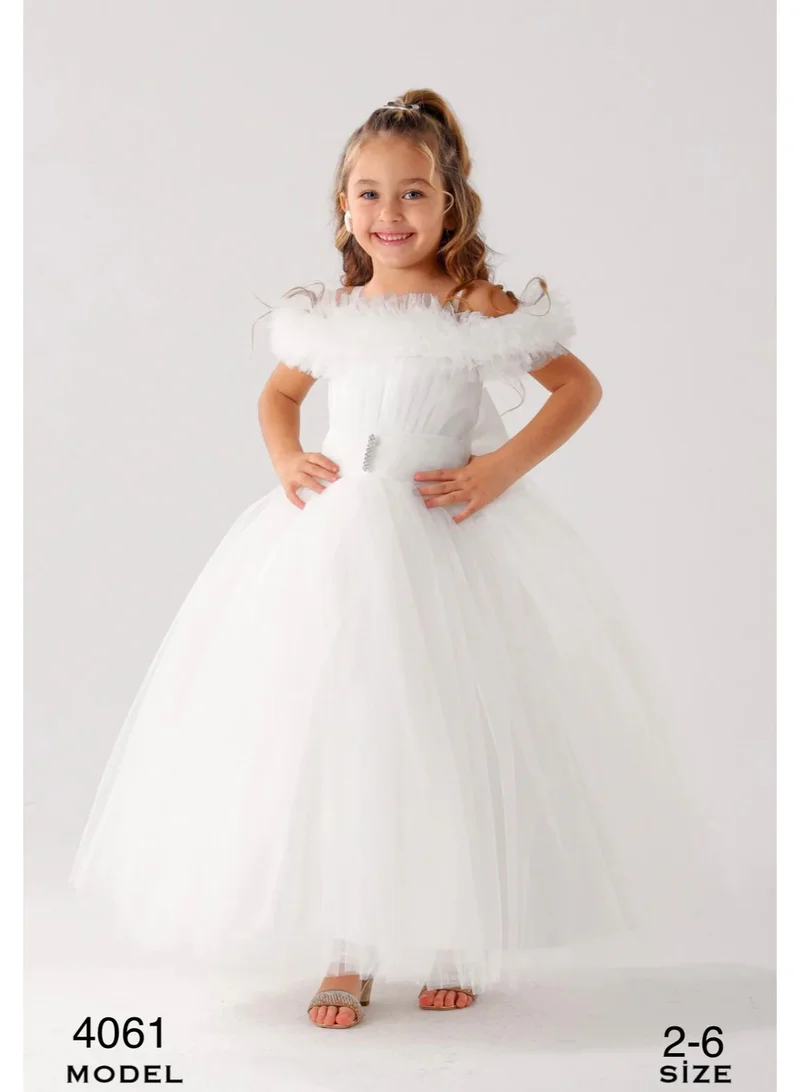 فيا بامبينو Ivory Off-Shoulder Tulle Ball Gown