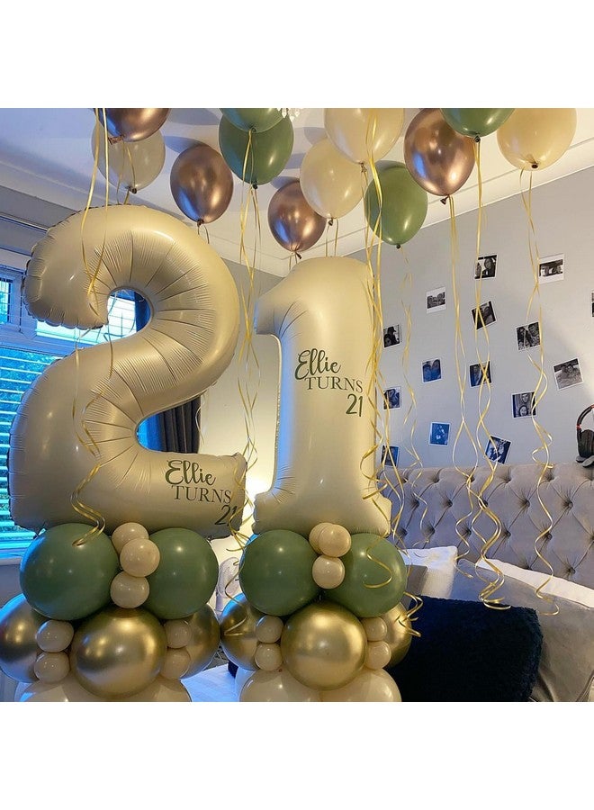 Biapian 40 Inch Cream Number 21 Balloon, 21St Birthday Balloons, Big Digital 21 Or 12 Beige White Giant 21 Foil Balloon Helium For 12Th 21St Birthday Decorations Anniversary Baby Shower Party Supplies - Image 3
