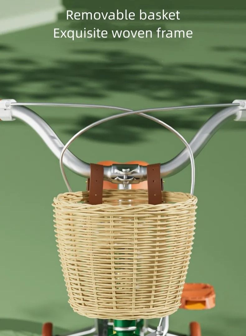 GULFLINK 12 inch Retro Design Girls Bike With Basket For Kids Height Between 85-95 cm Green - Image 5