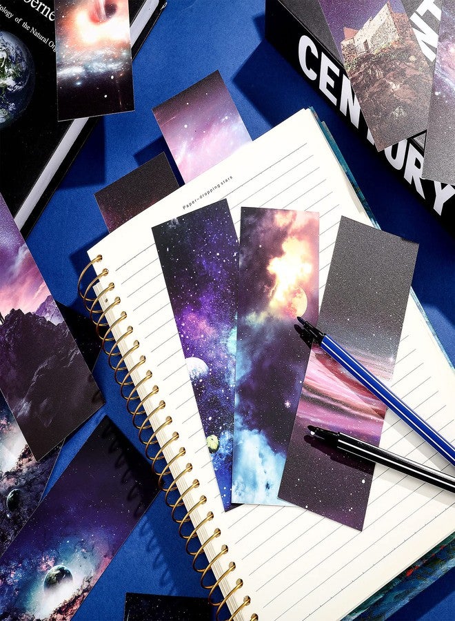 Chinco 120 Pieces Cool Space Galaxy Bookmarks Set for Kids 60 Design Kids Bookmarks Bulk for Space Galaxy Book Lovers Men Boys Classroom Students Gifts - Image 3