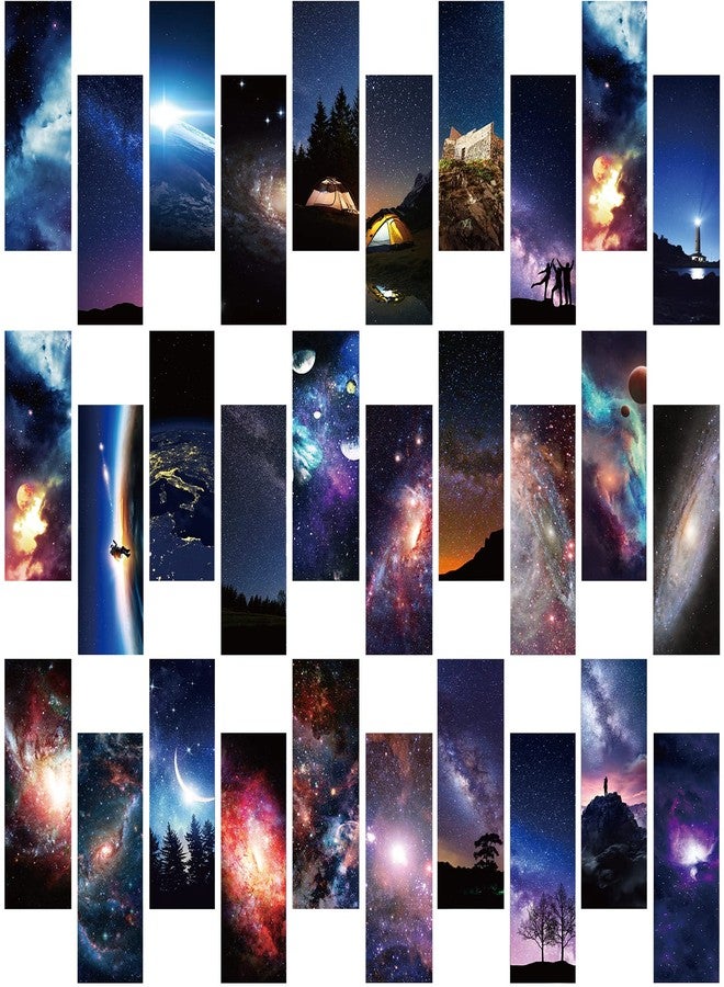 Chinco 120 Pieces Cool Space Galaxy Bookmarks Set for Kids 60 Design Kids Bookmarks Bulk for Space Galaxy Book Lovers Men Boys Classroom Students Gifts - Image 5