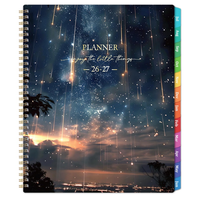 Journaltastic Planner 2026-2027 - Planner Weekly and Monthly 2026-2027, Academic Planner 26-27, July 2026 - June 2027, 8.5" x 11", 26-27 Calendar Planner with Colourful Tabs, Inner Pocket, Premium Paper, Twin-wire Binding - Galaxy - Image 1