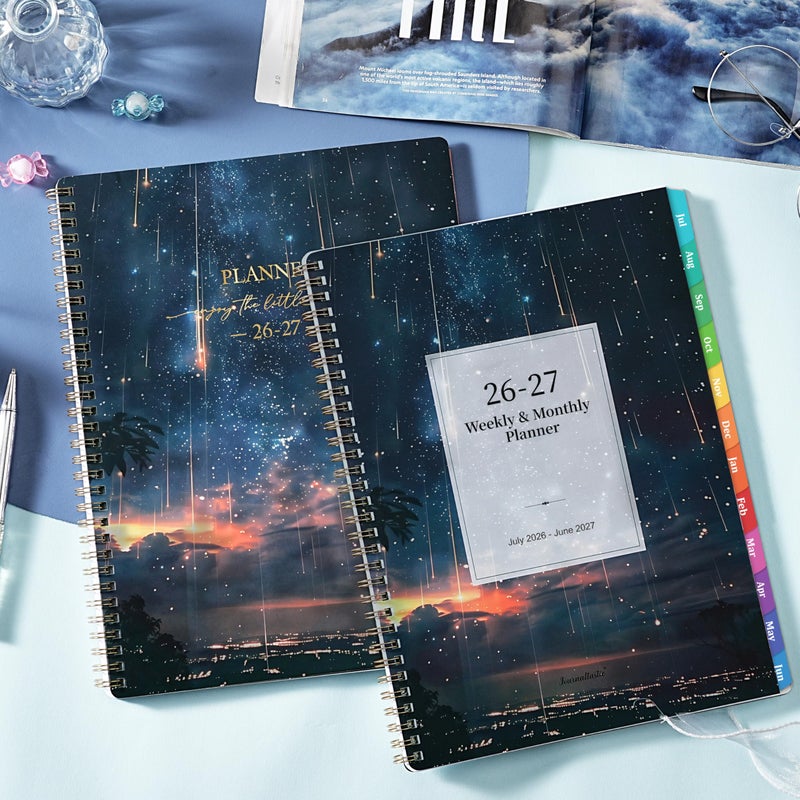 Journaltastic Planner 2026-2027 - Planner Weekly and Monthly 2026-2027, Academic Planner 26-27, July 2026 - June 2027, 8.5" x 11", 26-27 Calendar Planner with Colourful Tabs, Inner Pocket, Premium Paper, Twin-wire Binding - Galaxy - Image 2