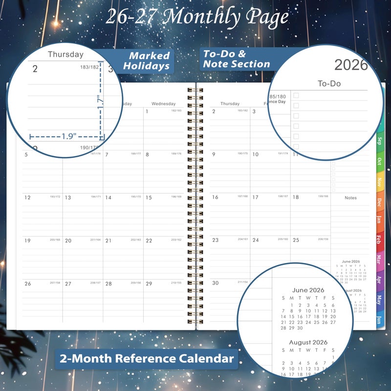Journaltastic Planner 2026-2027 - Planner Weekly and Monthly 2026-2027, Academic Planner 26-27, July 2026 - June 2027, 8.5" x 11", 26-27 Calendar Planner with Colourful Tabs, Inner Pocket, Premium Paper, Twin-wire Binding - Galaxy - Image 3