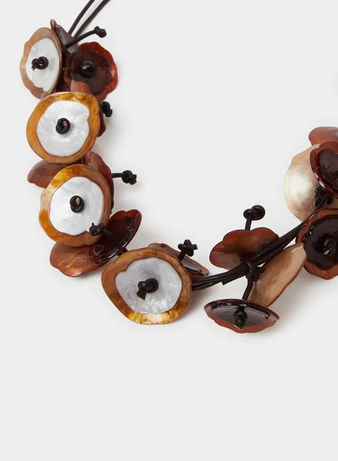 Styli Brown Shell Beaded Necklace