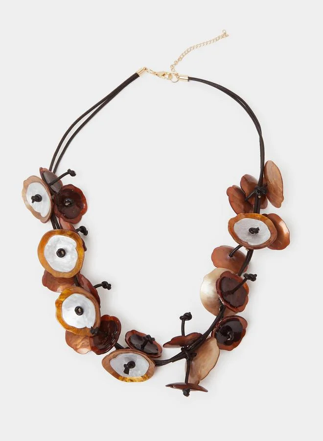 Styli Brown Shell Beaded Necklace
