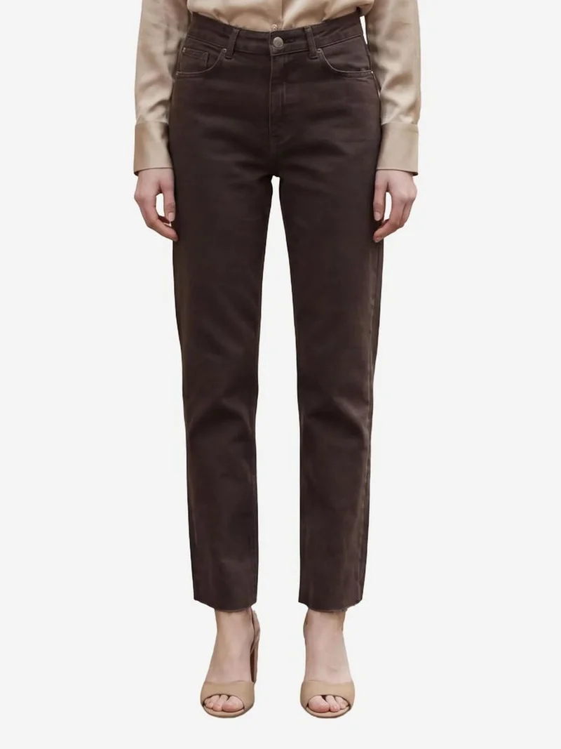ماي فاشن MY FASHION High Waist Ankle Length Straight Leg Denim Pants