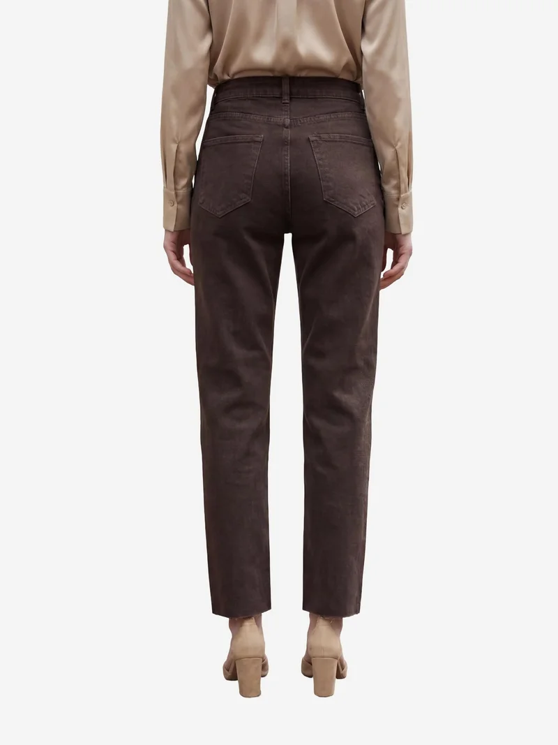 My Fashion Coffee Brown MY FASHION High Waist Ankle Length Straight Leg Denim Pants for Women | Best Price UAE