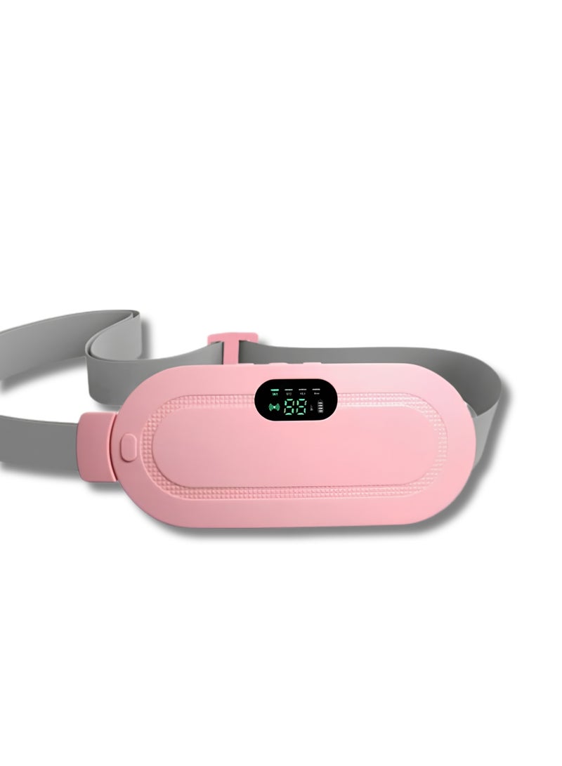 Portable Menstrual Heating Pad For Cramps Relief Wireless Cordless Period Cramp Massager Belt With Adjustable Vibration Levels Electric Smart Back Waist Belly Heat Wrap For Women Pink - Image 1