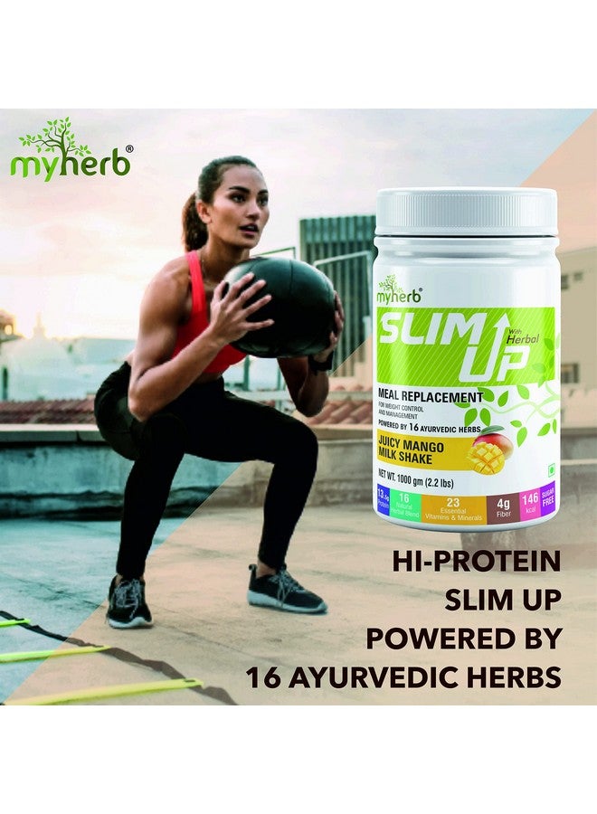MYHERB Slim Up Meal Replacement Shake With 15 Natural Herbal Blend (Ayurvedic Formula) For Weight Control&Management-13.5g Protein-23 Vitamins For Men&Women (Juicy Mango Milk Shake, 1000 gm) - Image 3