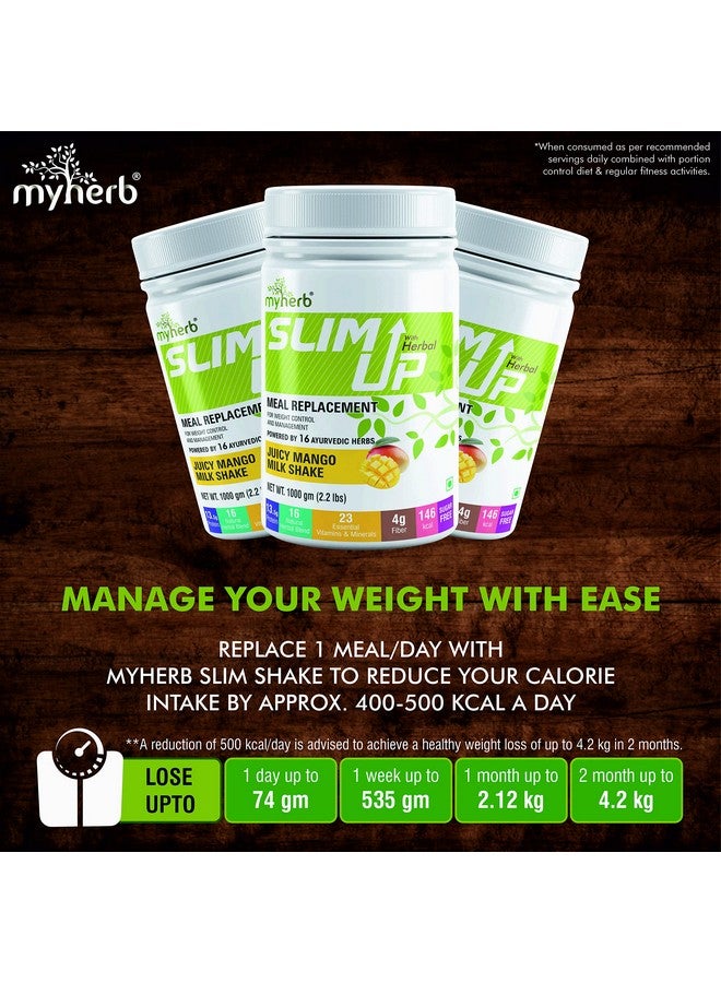 MYHERB Slim Up Meal Replacement Shake With 15 Natural Herbal Blend (Ayurvedic Formula) For Weight Control&Management-13.5g Protein-23 Vitamins For Men&Women (Juicy Mango Milk Shake, 1000 gm) - Image 2