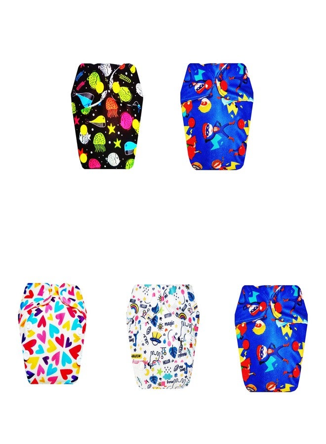 حفاضات قماشية فاخرة من دمبلدو للأطفال حديثي الولادة مع حشوة داخلية (عبوة من 5 قطع) | مضادة للحساسية | مانعة للتسرب | سهلة التنظيف | مصممة من قبل الأمهات | من 0 إلى 4 أشهر | للجنسين - Image 1