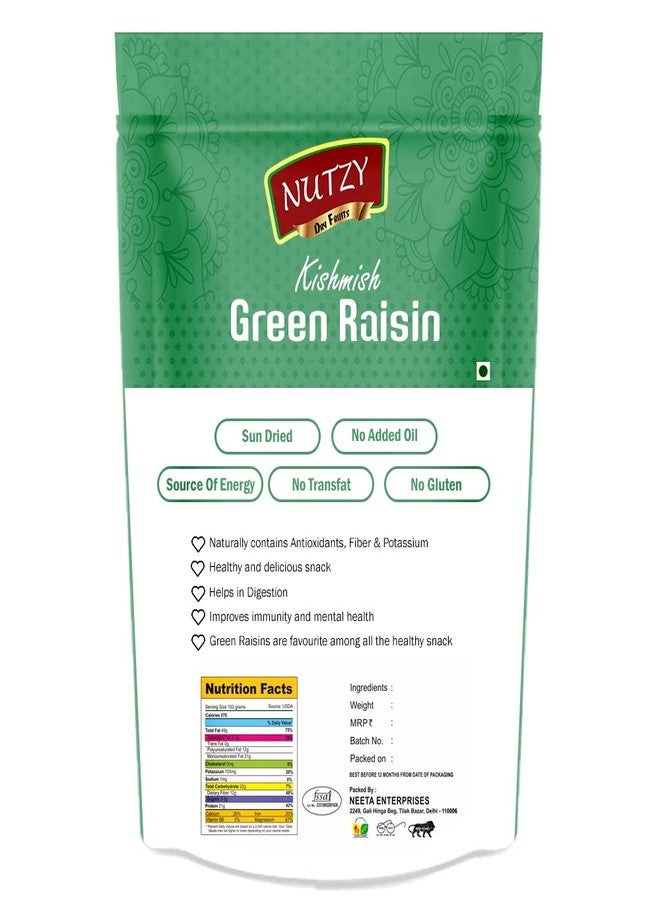 Nutzy Kishmish (Green Raisins) 800 Grams (200gm X 4) - Hari Darakh | Green Raisns Nutrient-Rich Superfood for Energy |Hari Kishmish Rich Source of Potassium & Dietry Fiber - This seedless Kishmish is the Best Snack for Every Age Group | Kishmish | Delicious Snack - Image 2