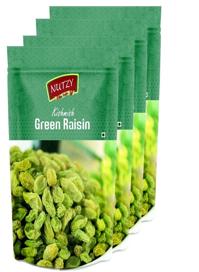 Nutzy Kishmish (Green Raisins) 800 Grams (200gm X 4) - Hari Darakh | Green Raisns Nutrient-Rich Superfood for Energy |Hari Kishmish Rich Source of Potassium & Dietry Fiber - This seedless Kishmish is the Best Snack for Every Age Group | Kishmish | Delicious Snack - Image 1