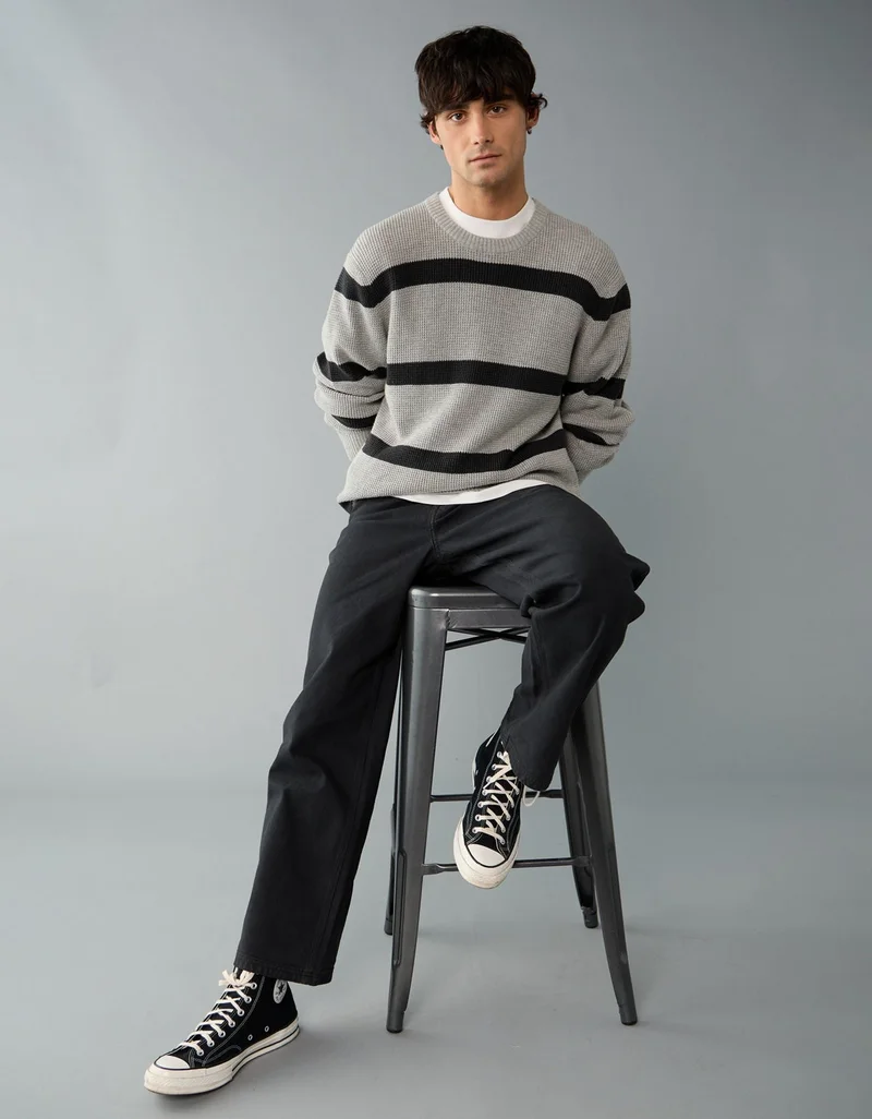 American Eagle AE Waffle Crew Neck Sweater