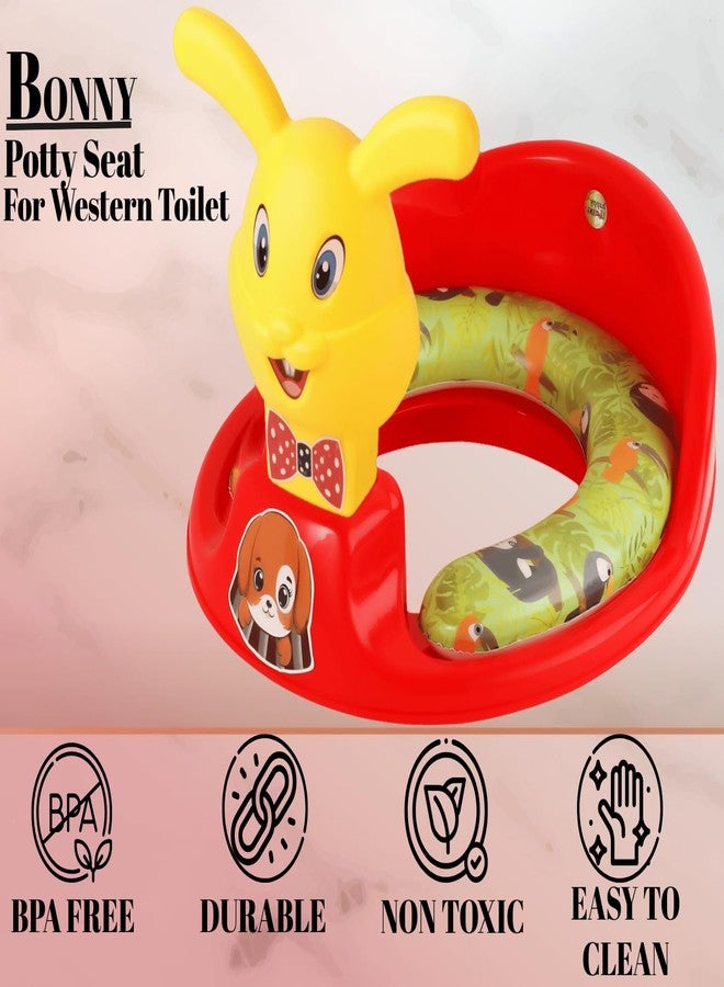 Zerya Kids Toilet Trainer Baby Potty Seat With Rabbit Handle And Back Support Toilet Seat For Girls & Boys (Red) - Image 4