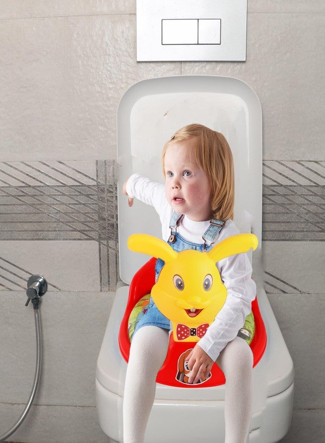 Zerya Kids Toilet Trainer Baby Potty Seat With Rabbit Handle And Back Support Toilet Seat For Girls & Boys (Red) - Image 5
