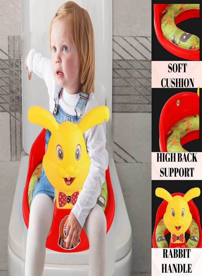 Zerya Kids Toilet Trainer Baby Potty Seat With Rabbit Handle And Back Support Toilet Seat For Girls & Boys (Red) - Image 3