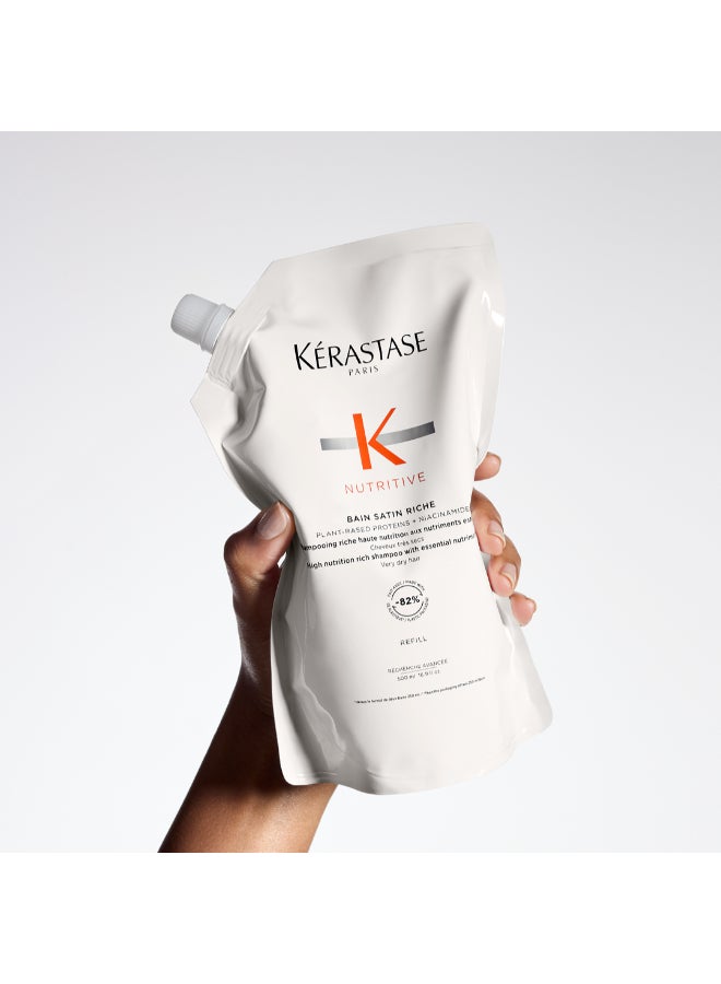 KERASTASE Nutritive Bain Satin Hydrating Shampoo for Dry Hair Refill - 500ml - Image 2