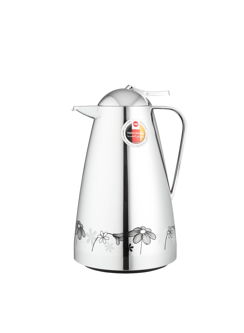 EMSA German chrome thermos with a luxurious design and black rose drawings, 650 ml capacity - Image 2