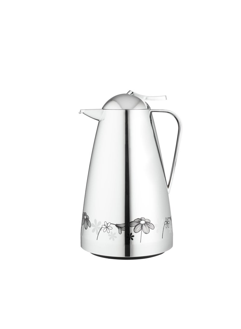 EMSA German chrome thermos with a luxurious design and black rose drawings, 650 ml capacity - Image 3