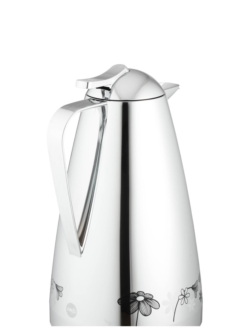 EMSA German chrome thermos with a luxurious design and black rose drawings, 650 ml capacity - Image 5