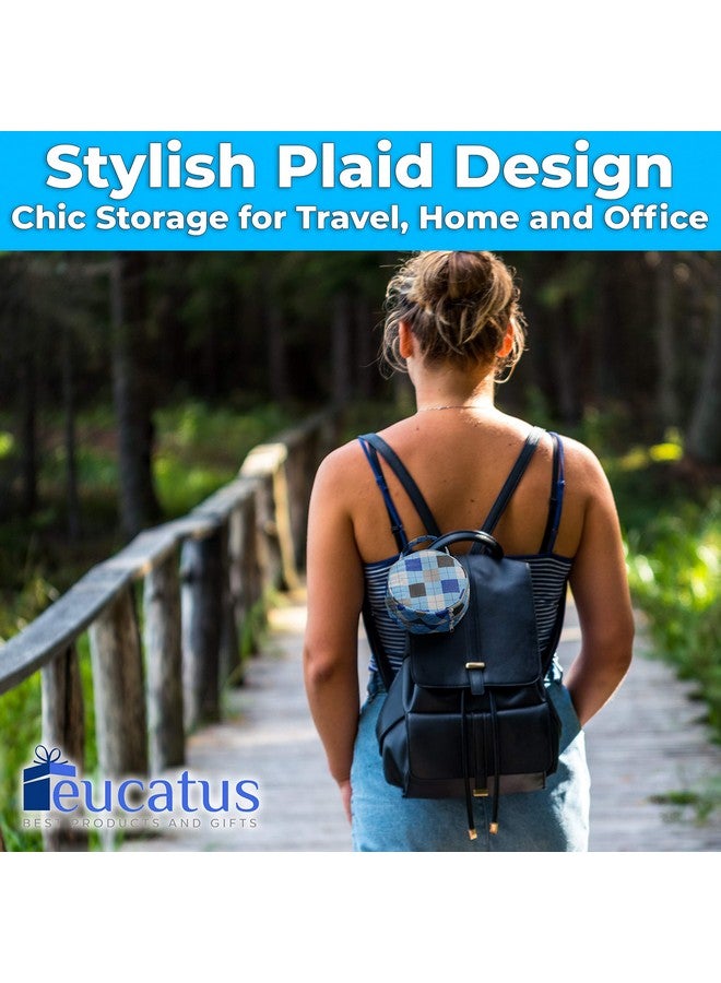 Eucatus حقيبة سفر زرقاء مربعة بنمط جيبَيْن مع حزام. قابلة للتوسيع، معزولة، بطانة مقاومة للماء للتحكم في الروائح. تحتوي على أقسام رطبة/جافة لحمل وسادات الرضاعة، الحفاضات، السدادات القطنية، الفوط الصحية، وأغراض النظافة الشخصية. - Image 5