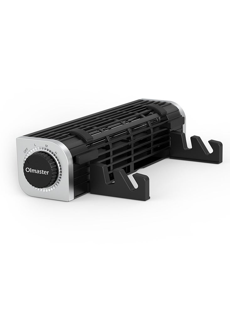 Olmaster - USB Cooling Fan Laptop Pad Stand Fan Notebook Computer Phone Cooler Horizontal Axis Fan Bracket Black - Image 1