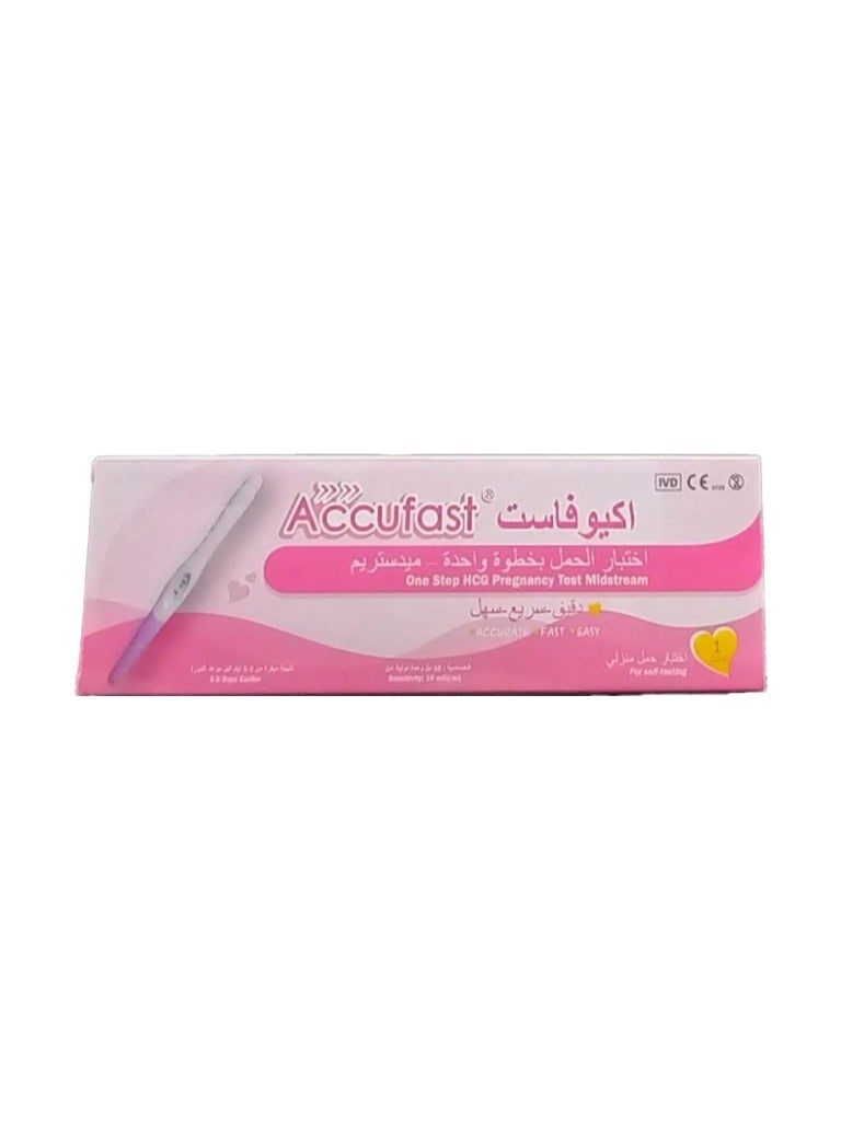 Accufast One Step HCG Pregnancy Test Midstream 10ml  - Image 1